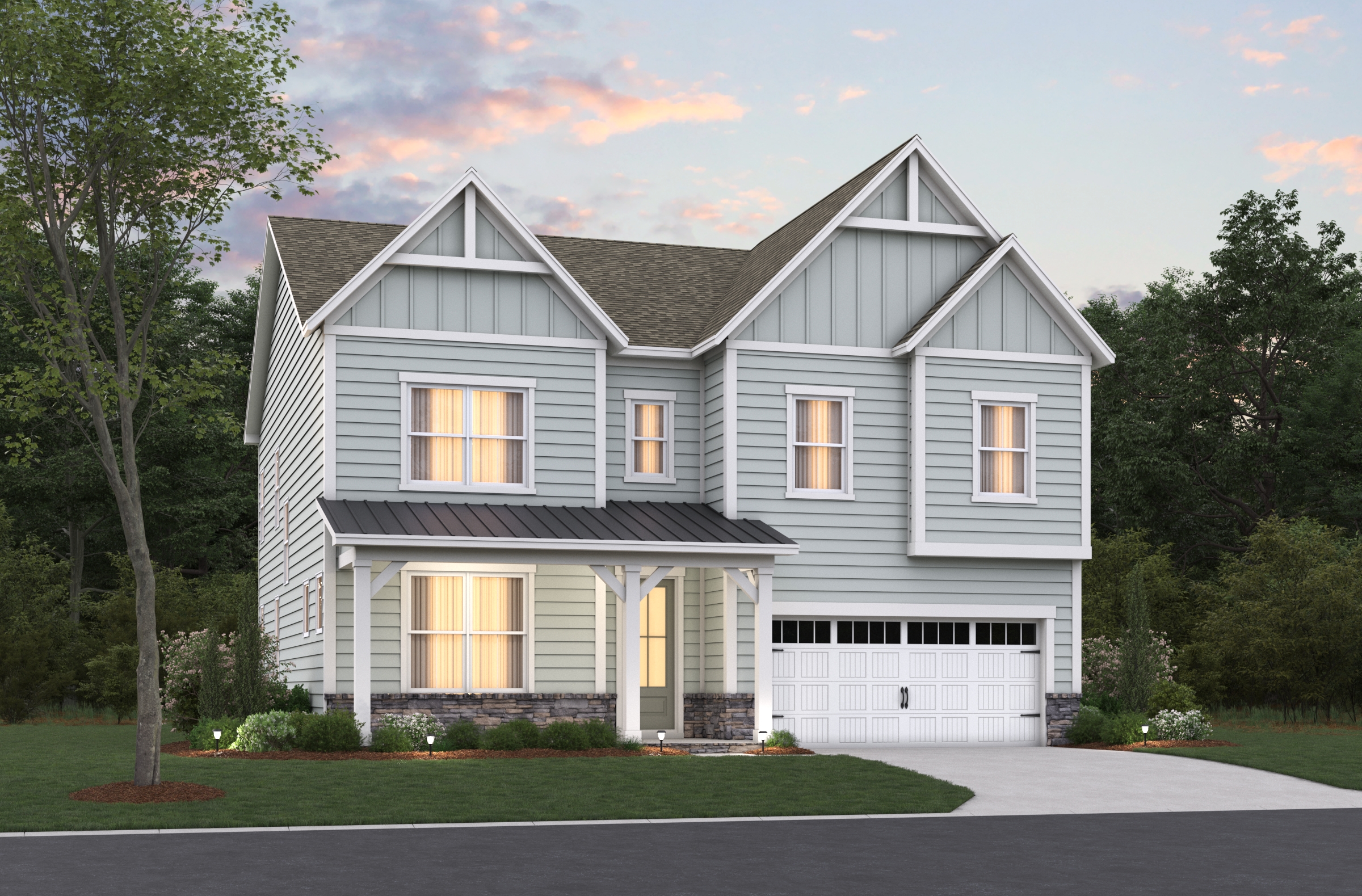 Rendering of single-family homes in new Apex, N.C. community, The Summit 